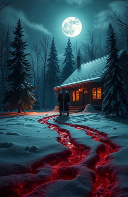 A chilling Christmas scene that blends festive cheer with horror elements