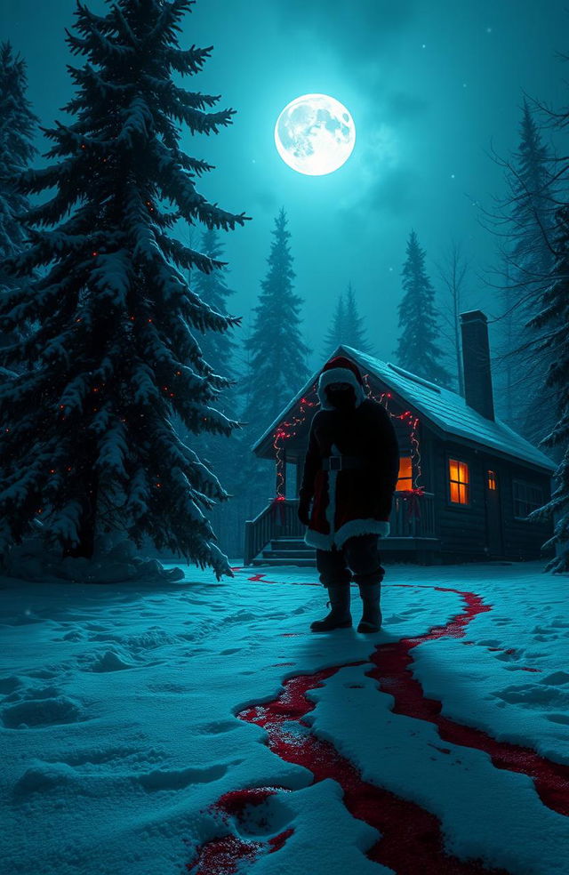 A chilling Christmas scene that blends festive cheer with horror elements