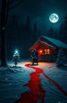 A chilling Christmas scene that blends festive cheer with horror elements