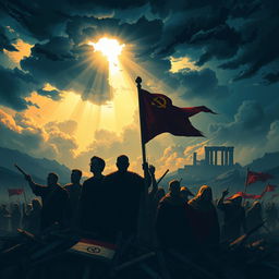A powerful digital art illustration depicting the resilience of a coalition known as the "Resistance Axis," symbolizing their strength and unyielding spirit against adversity