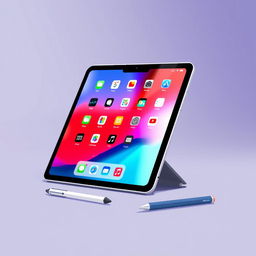 A vibrant pixel art representation of the iPad Pro M4, showcasing its sleek design and advanced features