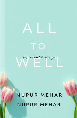 A book cover design featuring a light aqua background