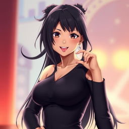 A hyper-realistic 3D rendering of Hanabi Hyuga from the Naruto series, shown in a playful and sexy pose