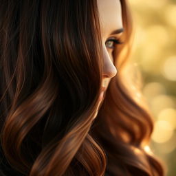 A close-up of a luxurious mane of hair, cascading down in soft, flowing curls