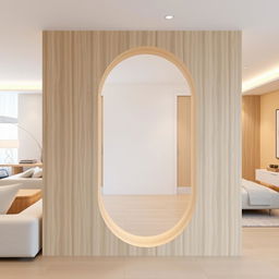 A modern and stylish wall partition featuring an oval end design