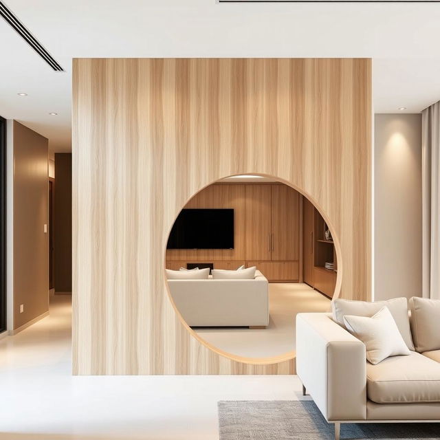 A modern and stylish wall partition featuring an oval end design