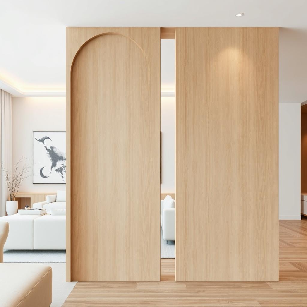 A modern and stylish wall partition featuring an oval end design