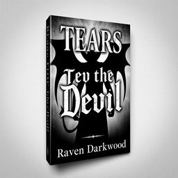 A striking black and white book cover featuring the silhouette of a devil, embodying a menacing yet captivating presence