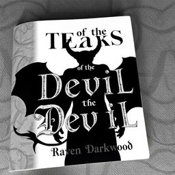 A striking black and white book cover featuring the silhouette of a devil, embodying a menacing yet captivating presence