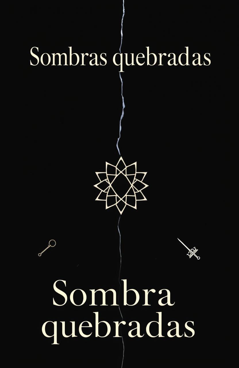 A book cover design for "Sombras quebradas" featuring a dark, almost black background