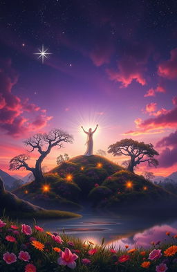 A beautiful, ethereal scene inspired by the title 'Legenda Sang Cahaya'