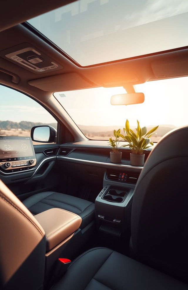 An interior of a modern vehicle showcasing optimal thermal comfort features