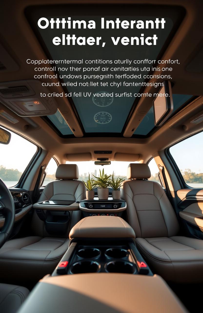 An interior of a modern vehicle showcasing optimal thermal comfort features