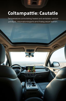 An interior of a modern vehicle showcasing optimal thermal comfort features