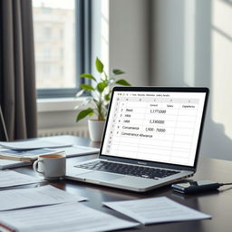 A modern office desk with scattered documents