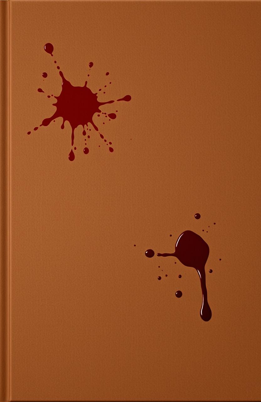 A minimalistic brown cover, elegantly designed, featuring sporadic splatters of deep crimson blood for a striking contrast