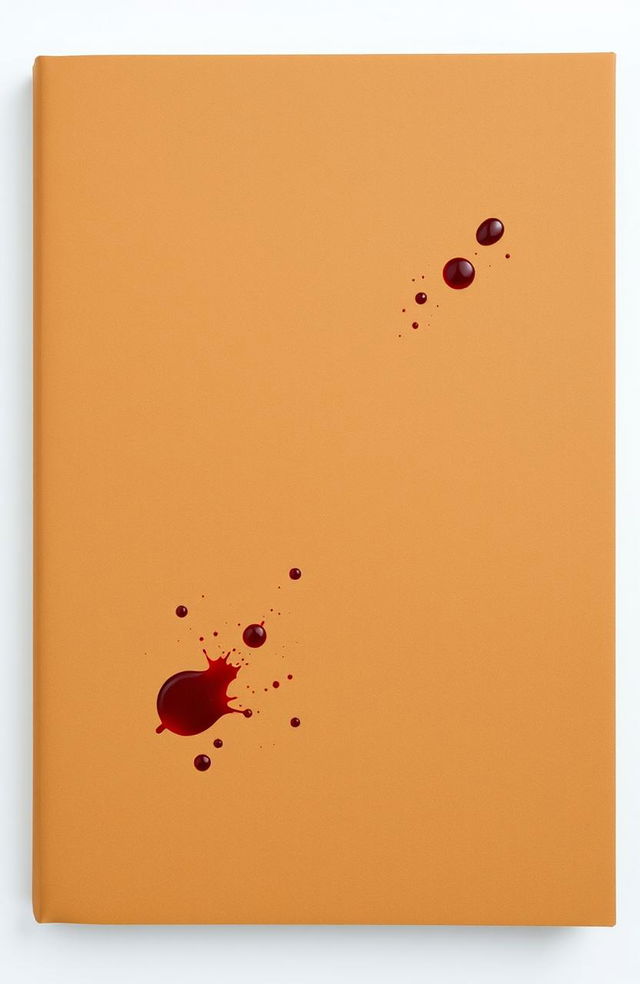 A minimalistic brown cover, elegantly designed, featuring sporadic splatters of deep crimson blood for a striking contrast