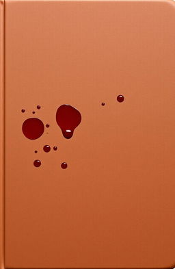 A minimalistic brown cover, elegantly designed, featuring sporadic splatters of deep crimson blood for a striking contrast