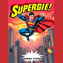 A dynamic comic book cover featuring a superhero in action