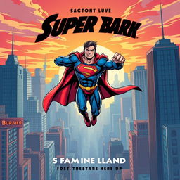 A dynamic comic book cover featuring a superhero in action