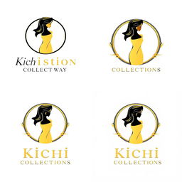 Four elegant and modern logo designs for a women's clothing brand named 'Kichi Collections'