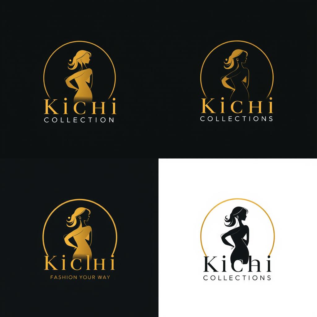 Four elegant and modern logo designs for a women's clothing brand named 'Kichi Collections'