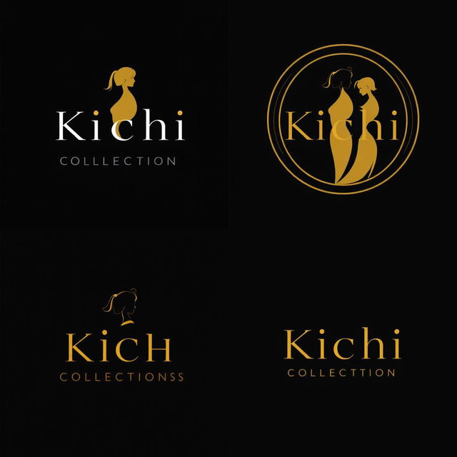 Four elegant and modern logo designs for a women's clothing brand named 'Kichi Collections'