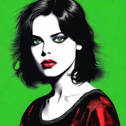 This is a high-quality digital art image of a young woman who closely resembles actress Fairuza Balk