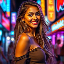 A captivating young woman with alluring features and an enchanting smile