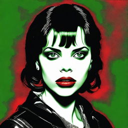 This is a high-quality digital art image of a young woman who closely resembles actress Fairuza Balk