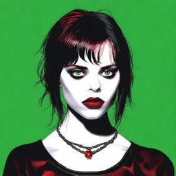 This is a high-quality digital art image of a young woman who closely resembles actress Fairuza Balk