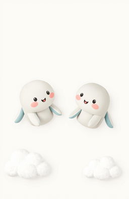 Two dull rainbows, each with cute eyes and mouths, create a whimsical scene