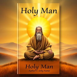 A striking book cover for 'Holy Man', featuring a wise and serene holy figure sitting in a meditative pose