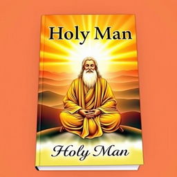 A striking book cover for 'Holy Man', featuring a wise and serene holy figure sitting in a meditative pose