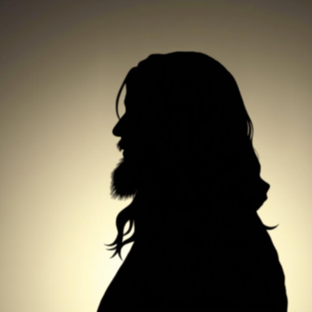 A silhouette profile picture of Jesus Christ, depicted in a dramatic and inspiring way