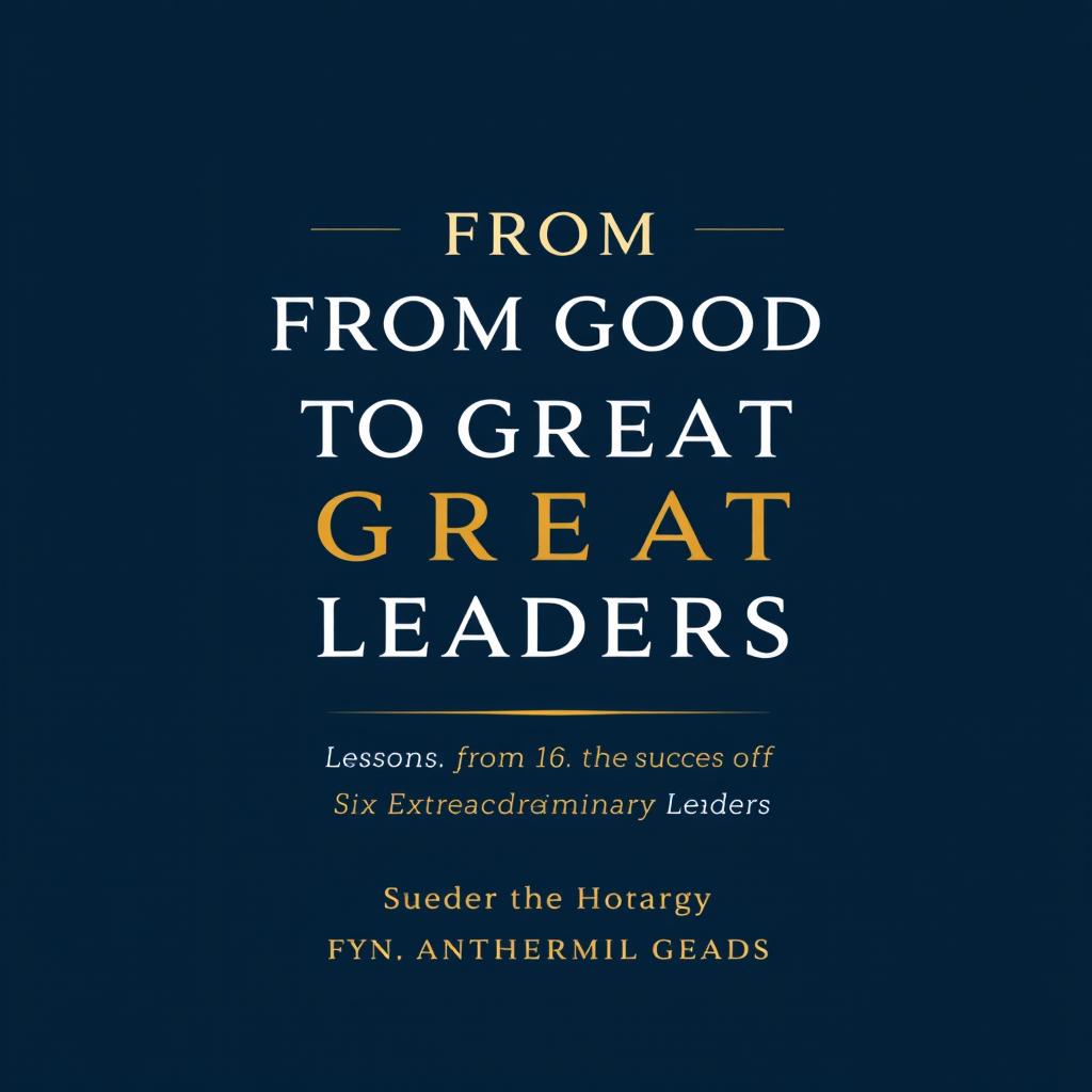 A harmonious and minimalist book cover design for "From Good to Great Leaders: Lessons from the Success of Six Extraordinary Leaders"