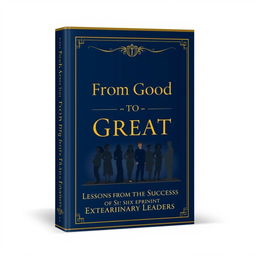 A luxurious and elegant book cover design for the title "From Good to Great Leaders: Lessons from the Success of Six Extraordinary Leaders"
