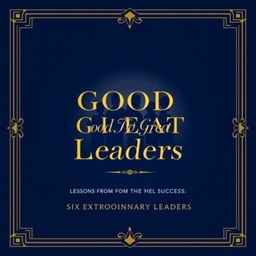 A luxurious and elegant book cover design for the title "From Good to Great Leaders: Lessons from the Success of Six Extraordinary Leaders"
