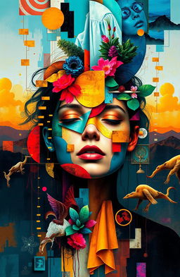 An abstract representation of the concept of realism, featuring a blend of vivid colors and shapes that symbolize truth and perception