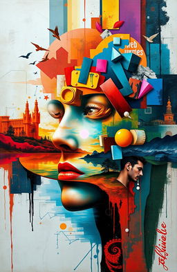 An abstract representation of the concept of realism, featuring a blend of vivid colors and shapes that symbolize truth and perception