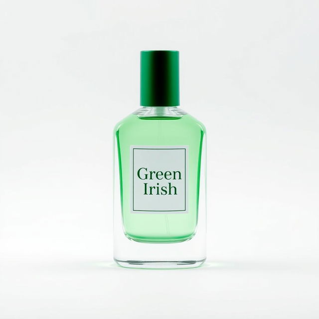 a 100ml bottle of Green Irish perfume prominently displayed against a clean, white background suitable for e-commerce websites