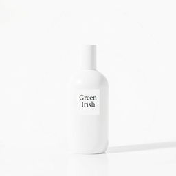 a 100ml white perfume bottle from Green Irish displayed against a clean, white background, perfectly designed for e-commerce websites