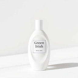 a 100ml white perfume bottle from Green Irish displayed against a clean, white background, perfectly designed for e-commerce websites