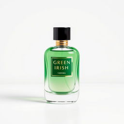 A beautifully designed perfume bottle labeled 'Green Irish' from the brand 'Perfume Gol', featuring an elegant and modern design