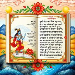 A beautifully illustrated page from the Bhagavad Gita, featuring intricate designs and vibrant colors