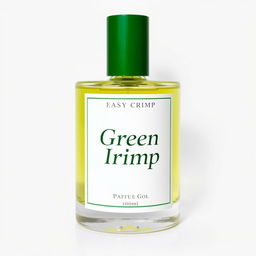 A perfectly designed bottle of Easy Crimp perfume, featuring the label 'Green Irish' in elegant lettering