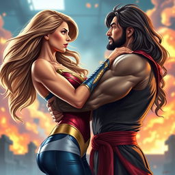 A stunning supergirl with a fit, muscular body, showcasing her strength and beauty