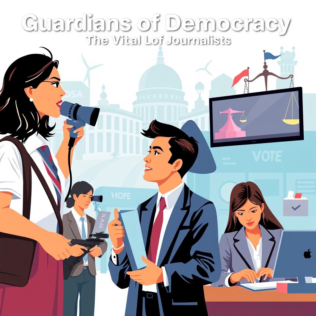 A digital poster depicting the significance of journalists in a democratic country