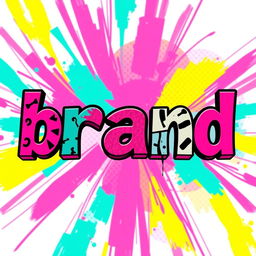 A vibrant and colorful design featuring the word 'brand' stylized in a modern and artistic manner