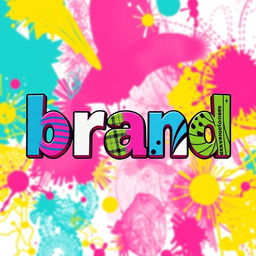 A vibrant and colorful design featuring the word 'brand' stylized in a modern and artistic manner